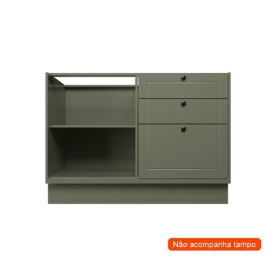Balcão de Cozinha sem Tampo Évora 1 PT 3 GV Verde Hill