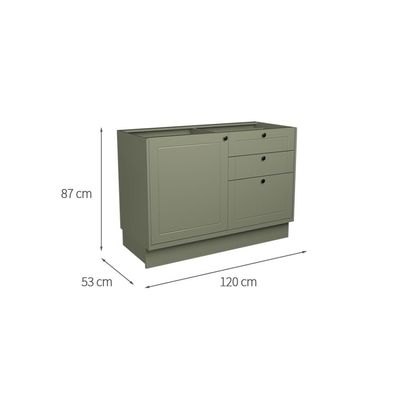 Balcão de Cozinha sem Tampo Évora 1 PT 3 GV Verde Hill