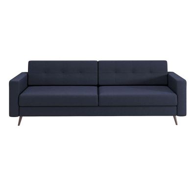 Sofá 3 Lugares Living Pé Palito Linho Cotton Azul Marinho 210 cm