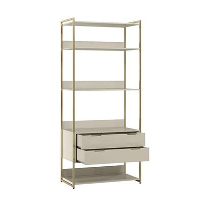 Guarda-Roupa Closet Industrial Mital 1 PT 8 GV Off White e Dourado