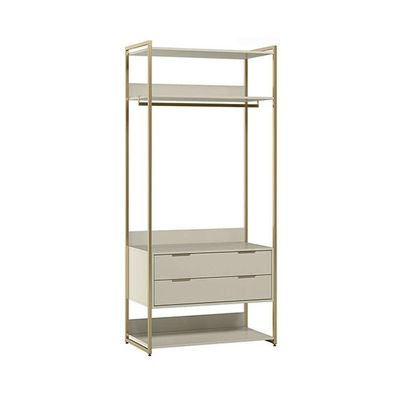 Guarda-Roupa Closet Industrial Mital 1 PT 8 GV Off White e Dourado