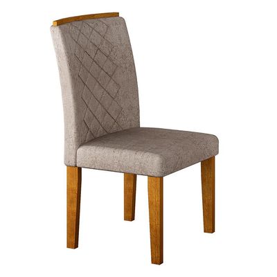 Conjunto de Mesa de Jantar com Vidro e 6 Cadeiras Maia I Suede Amassado Imbuia e Chocolate