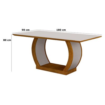 Conjunto de Mesa de Jantar com Vidro e 6 Cadeiras Maia I Suede Amassado Imbuia e Chocolate