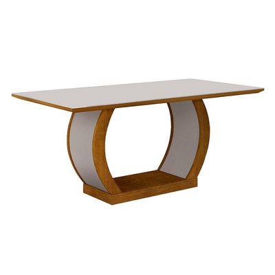 Conjunto de Mesa de Jantar com Vidro e 6 Cadeiras Maia I Suede Amassado Imbuia e Chocolate