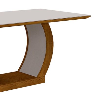 Conjunto de Mesa de Jantar com Vidro e 6 Cadeiras Maia I Suede Amassado Imbuia e Chocolate