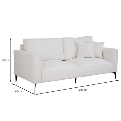Sofá Unne 3 Lugares com Molas Ensacadas Bouclé Off White 200 cm