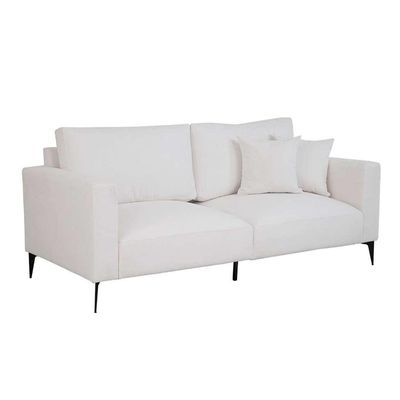 Sofá Unne 3 Lugares com Molas Ensacadas Bouclé Off White 200 cm