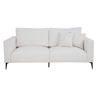 Sofá Unne 3 Lugares com Molas Ensacadas Bouclé Off White 200 cm