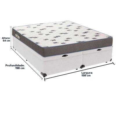 Cama Box Baú Branco E Colchão Light Espuma D33 Queen Ortobom