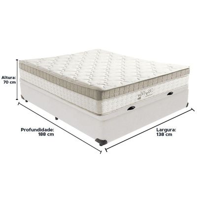 Cama Box Baú Branco E Colchão King Best Bege Molas Ensacadas Casal Anjos