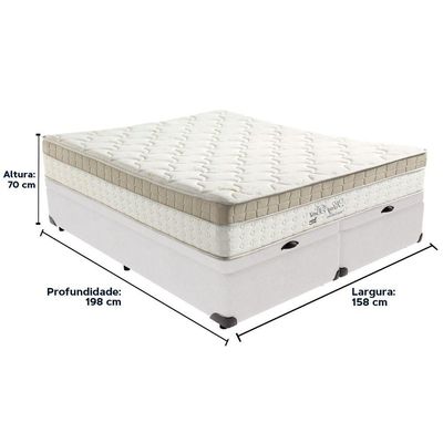 Cama Box Baú Branco E Colchão King Best Molas Ensacadas Queen 158x198x33 Anjos