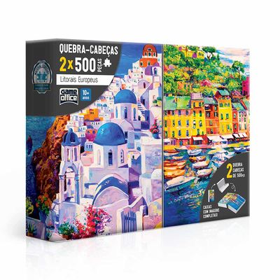 Quebra-Cabeça Game Office Litorais Europeus Combo 500 Peças
