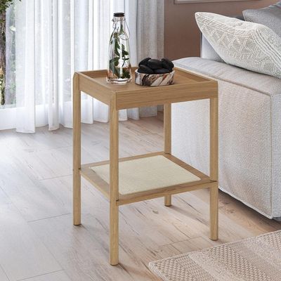 Mesa Lateral Para Sala de Estar Pés Madeira Moss A03 Hanover Roble - Lyam Decor