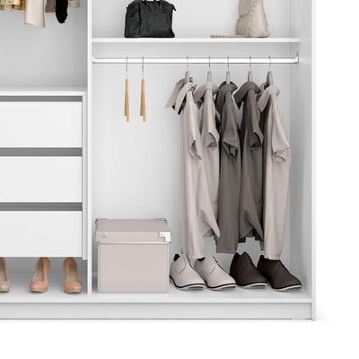 Guarda-Roupa Casal com 2 Espelhos Belluno 2 PT 3 GV Branco