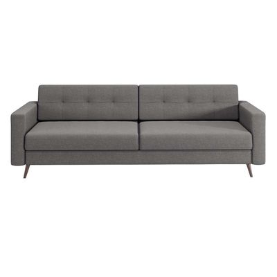 Sofá 3 Lugares Living Pé Palito Linho Cotton Cinza 210 cm