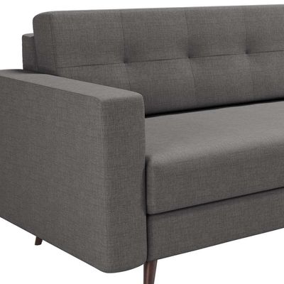 Sofá 3 Lugares Living Pé Palito Linho Cotton Cinza 210 cm