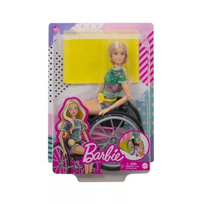 Boneca Barbie Fashionista Loira com Cadeira de Rodas