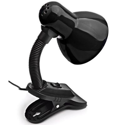 Luminária De Mesa Com Presilha Articulada Preta Entrada E27 Bivolt Para Escritório