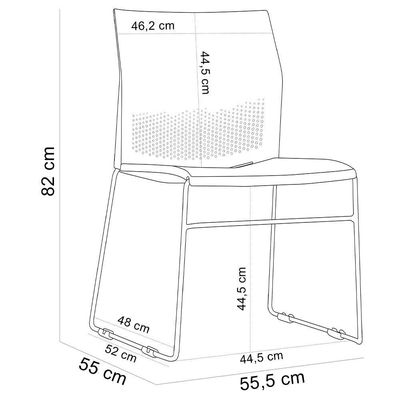 Kit 02 Cadeiras Empilhável Fixa Link F02 Base Aço Nude - Lyam Decor