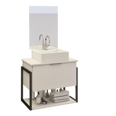 Conjunto Tech 60cm Branco Inteiro Cuba Branca