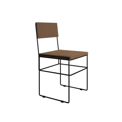 Kit 4 Cadeiras De Jantar Industrial Estofadas Veludo Marrom Aço Preto Vitoria Marrom