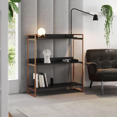 Buffet Aparador Industrial 3 Prateleiras Córdoba 95cm Cobre E Preto