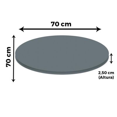 Mesa Beta Inox 75 Cm altura Disco Redondo Tampo Mdp Redondo 70 Cm Largura X 2,50 Cm Altura Grafito