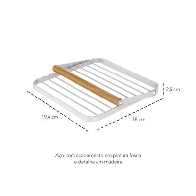 Porta Guardanapo Metal Branco e Petisqueira Bambu Divisoria