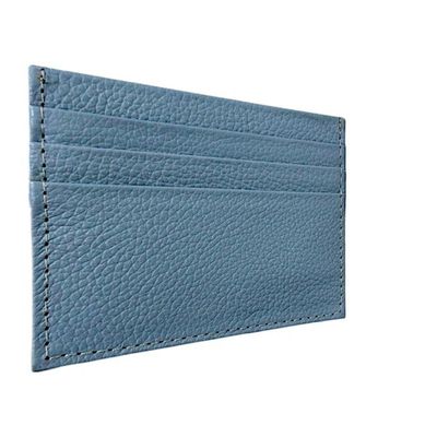 Porta Cartão Slim Em Couro Azul