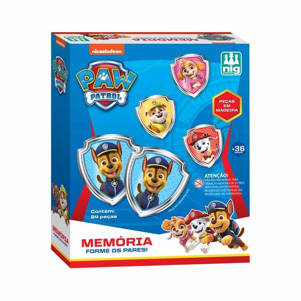 Jogo da Memória Nig Patrulha Canina com 12 Pares em Madeira Jogo da Memória Nig Patrulha Canina com 12 Pares em Madeira