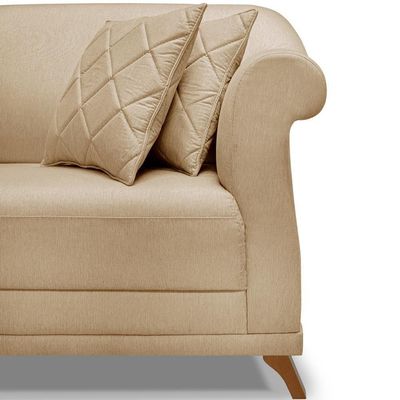 Sofa 2 Lugares Retro Polo 160cm Com Almofada Linho Dourado Ezz Dourado