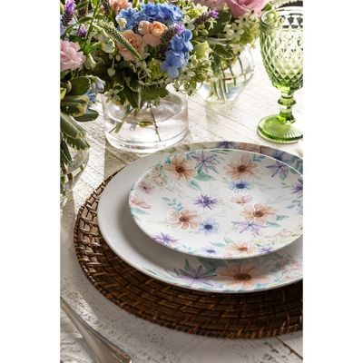 Prato Sobremesa Tramontina Floratta Em Porcelana Decorada 21 Cm