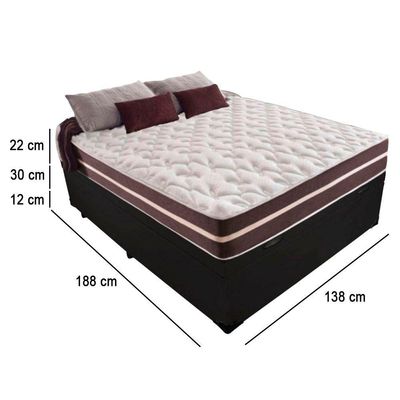 Cama Box Baú Casal + Colchão De Molas Prime Colchões Classic Superlastic 138x188x64 Preto