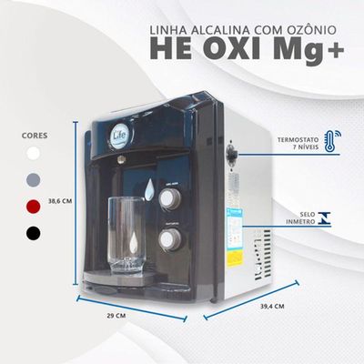 Purificador de água Gelada Alcalina Ionizada com Magnésio Mg+ Prata 127V