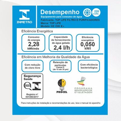 Purificador de água Gelada Alcalina Ionizada com Magnésio Mg+ Prata 127V