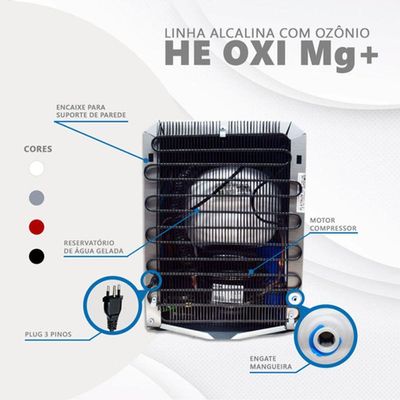Purificador de água Gelada Alcalina Ionizada com Magnésio Mg+ Prata 127V