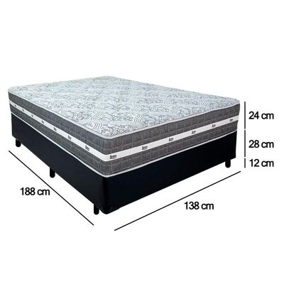 Cama Box Casal Sintético + Colchão Anjos Black Graphite Molas Ensacadas 138x188x64cm Preto