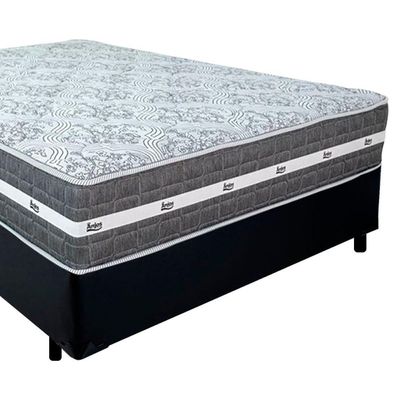 Cama Box Casal Sintético + Colchão Anjos Black Graphite Molas Ensacadas 138x188x64cm Preto