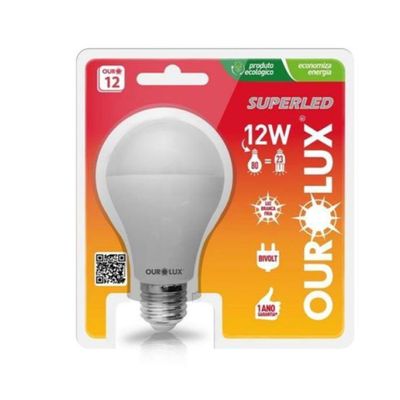 Lâmpada Led Bulbo 12W E27 Bivolt Luz Branca - Ourolux