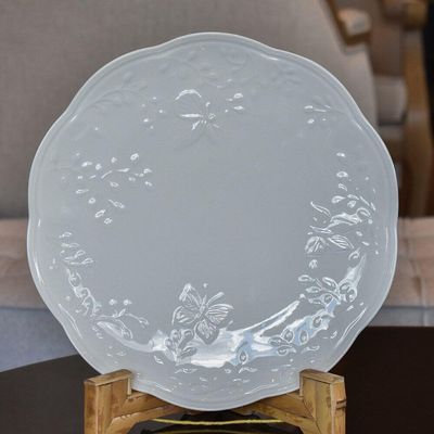 Jogo 2 Pratos Raso Porcelana New Bone Butterfly 26,5cm Lyor Branco