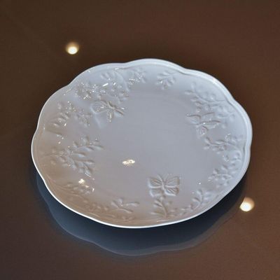 Jogo 2 Pratos Raso Porcelana New Bone Butterfly 26,5cm Lyor Branco