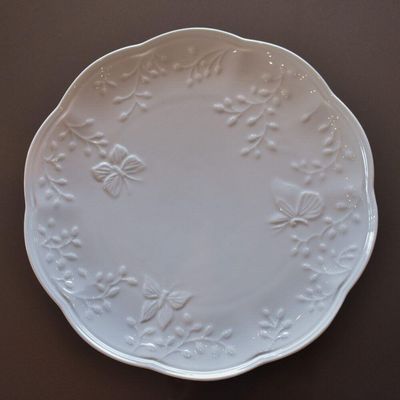 Jogo 2 Pratos Raso Porcelana New Bone Butterfly 26,5cm Lyor Branco