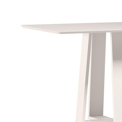 Mesa de Jantar Retangular com Tampo de Vidro Rubi Off White 120 cm