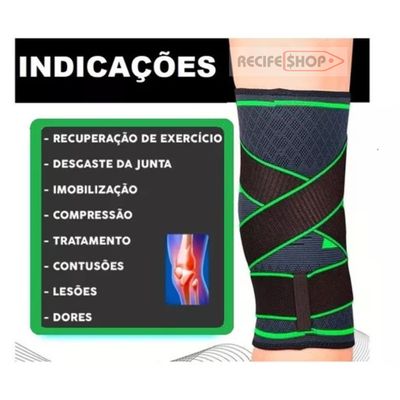 Joelheira de Compressão Ortopédica Verde e Preta - Suporte Avançado para Atletas e Reabilitação