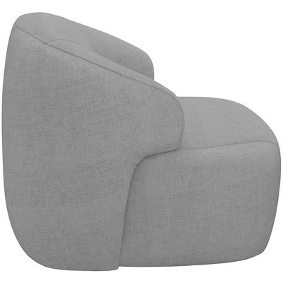 Poltrona Decorativa Fixa Orgânica Para Sala Living Barolo L06 Linho Cinza Escuro - Lyam Decor