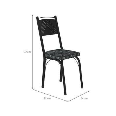 Conjunto com 2 Cadeiras Leslie Revestimento Sintético Silver e Preto
