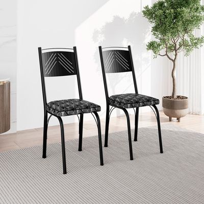 Conjunto com 2 Cadeiras Leslie Revestimento Sintético Silver e Preto