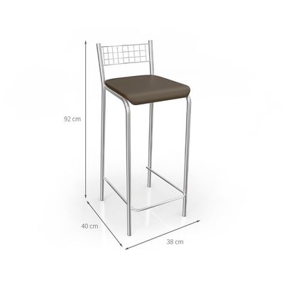 Conjunto com 2 Banquetas Gênova Corino Marrom e Cromado