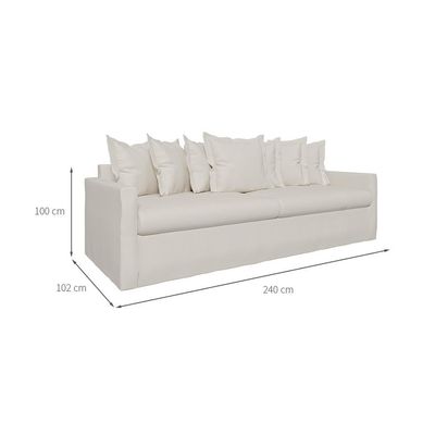Sofá 3 Lugares Enseada Linho Marfim 240 cm