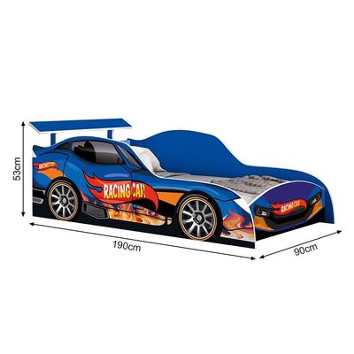 Cama Carro Solteiro Racing Car Para Meninos Racing Car Relâmpago Azul